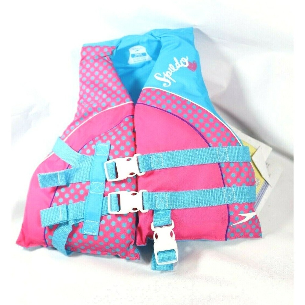 Speedo Blue Pink 30 - 50 lbs Coast Guard Approved Children's Kids Life Vest
